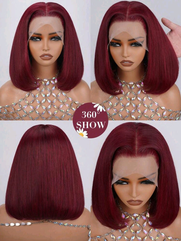 Burgundy Lace Front Human Blend Wig