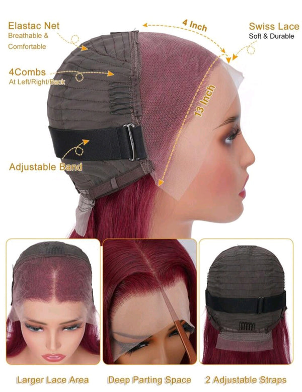 Burgundy Lace Front Human Blend Wig